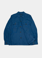 Washed Linen Overshirt — Spread Collar, Double Flap Chest Pockets, Relaxed Fit