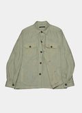 Washed Linen Overshirt — Spread Collar, Double Flap Chest Pockets, Relaxed Fit