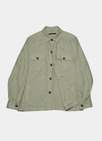 Washed Linen Overshirt — Spread Collar, Double Flap Chest Pockets, Relaxed Fit