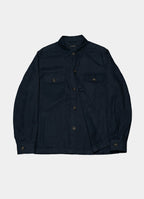 Washed Linen Overshirt — Spread Collar, Double Flap Chest Pockets, Relaxed Fit