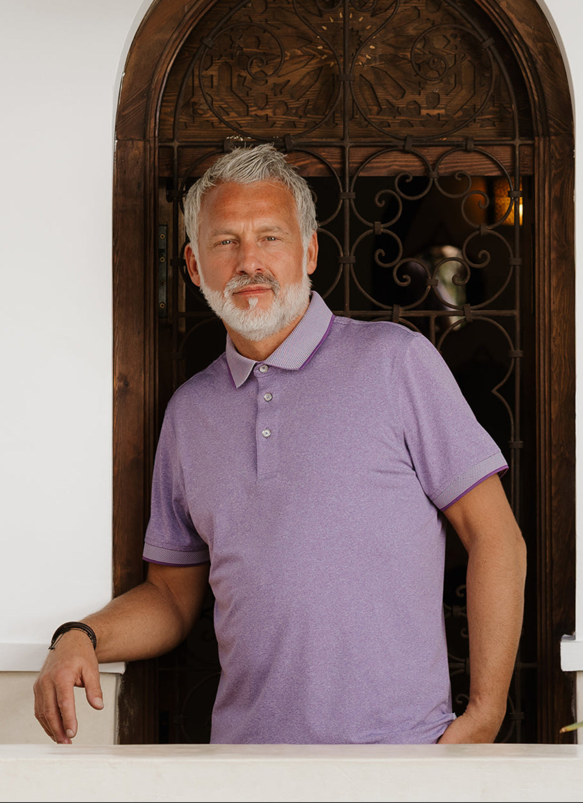 Short Sleeve Polyester Tech Knit Polo — Pique Knit Collar & Cuff, Tonal Yoke, Metal Buttons