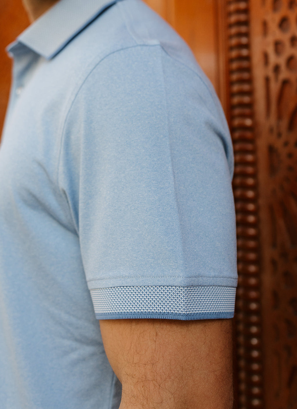 Short Sleeve Polyester Tech Knit Polo — Pique Knit Collar & Cuff, Tonal Yoke, Metal Buttons