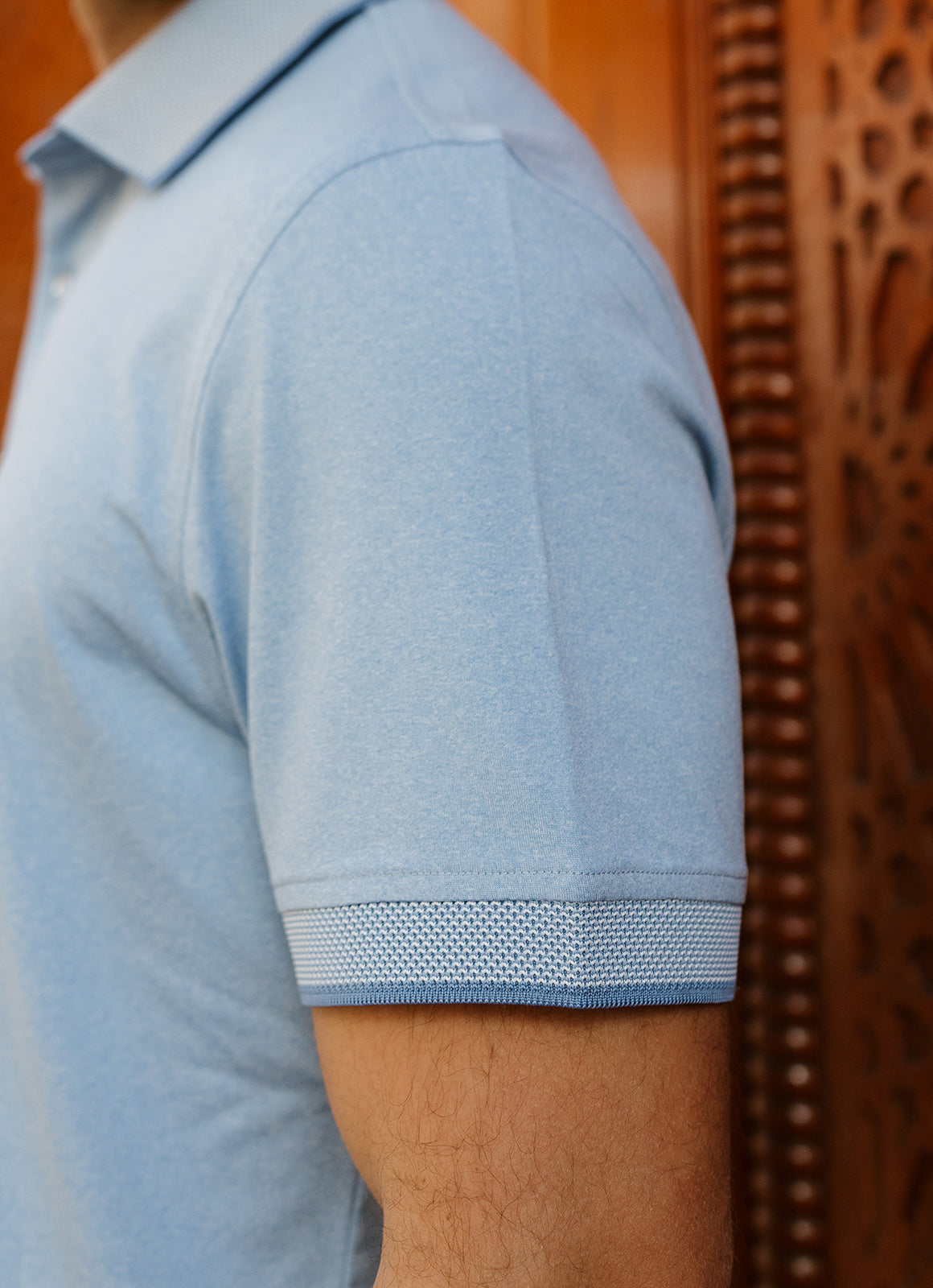 Short Sleeve Polyester Tech Knit Polo — Pique Knit Collar & Cuff, Tonal Yoke, Metal Buttons