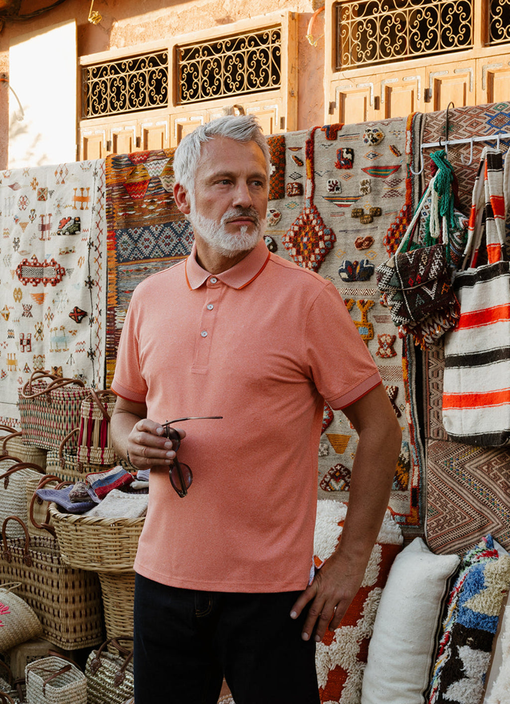 Short Sleeve Polyester Tech Knit Polo — Pique Knit Collar & Cuff, Tonal Yoke, Metal Buttons
