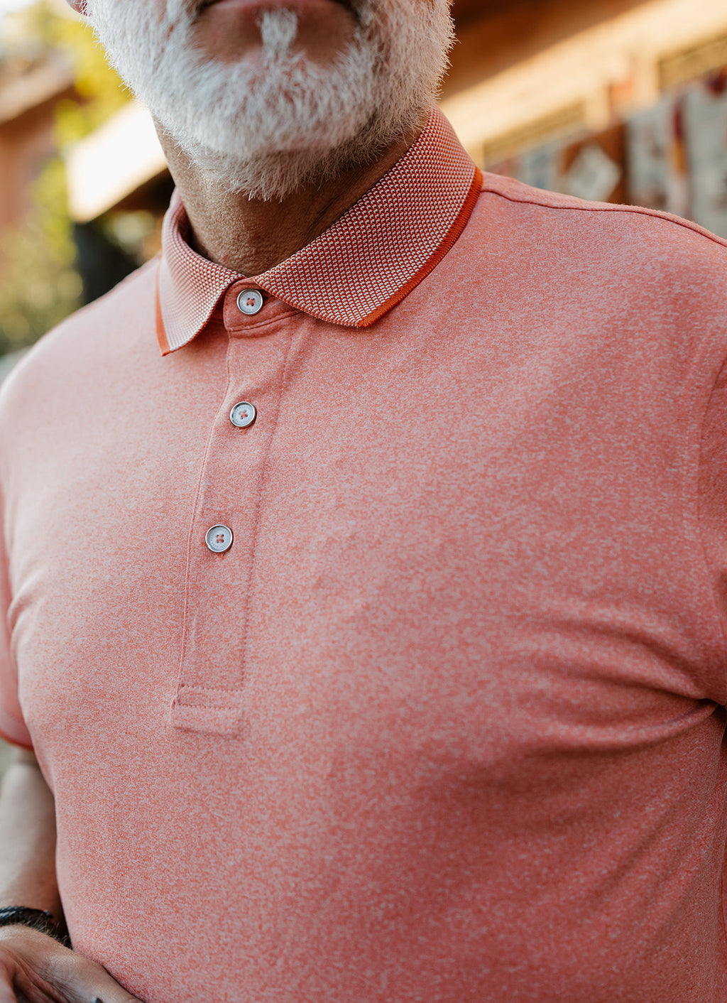 Short Sleeve Polyester Tech Knit Polo — Pique Knit Collar & Cuff, Tonal Yoke, Metal Buttons