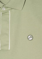 Short Sleeve Pique Knit Cotton Polo — Embroidered Chest Detail, Hidden Button Placket