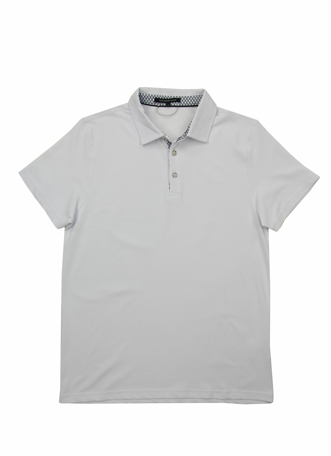 Pebble Jacquard Stretch Polo — Metal-Rimmed Buttons, Tonal Inner Yoke, Bungee Locker Loop