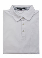 Pebble Jacquard Stretch Polo — Metal-Rimmed Buttons, Tonal Inner Yoke, Bungee Locker Loop