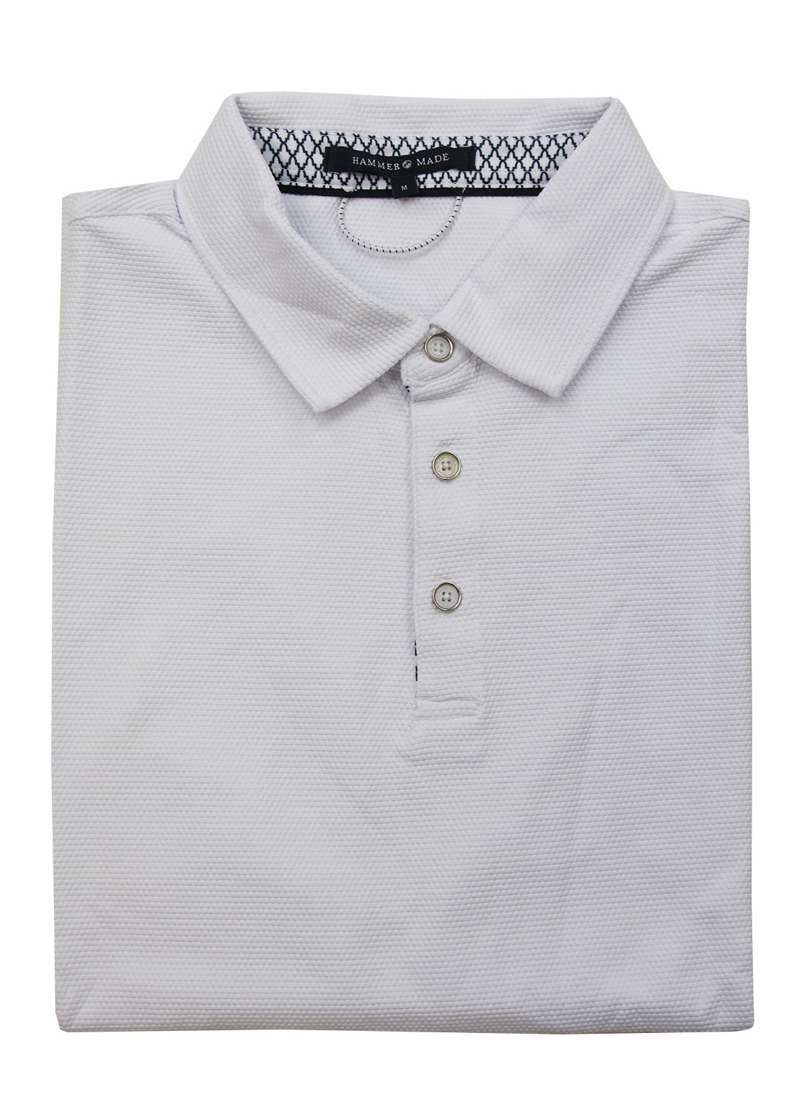Pebble Jacquard Stretch Polo — Metal-Rimmed Buttons, Tonal Inner Yoke, Bungee Locker Loop