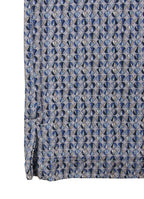 Short Sleeve Stretch Polo — Circle Pattern, Soft Smooth Fabric, Metal-Rimmed Buttons