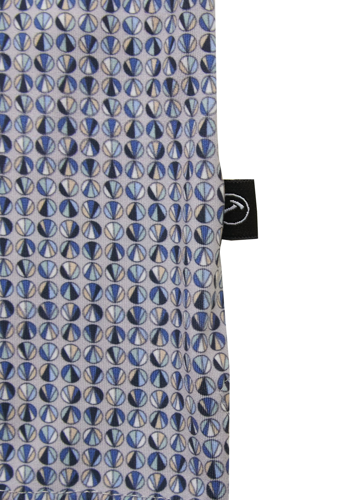 Short Sleeve Stretch Polo — Circle Pattern, Soft Smooth Fabric, Metal-Rimmed Buttons