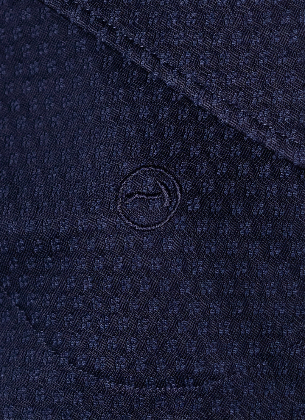 Long Sleeve Knit Polo in Navy — Micro Texture Pattern, Organic Cotton-Lyocell Blend