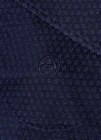 Long Sleeve Knit Polo in Navy — Micro Texture Pattern, Organic Cotton-Lyocell Blend