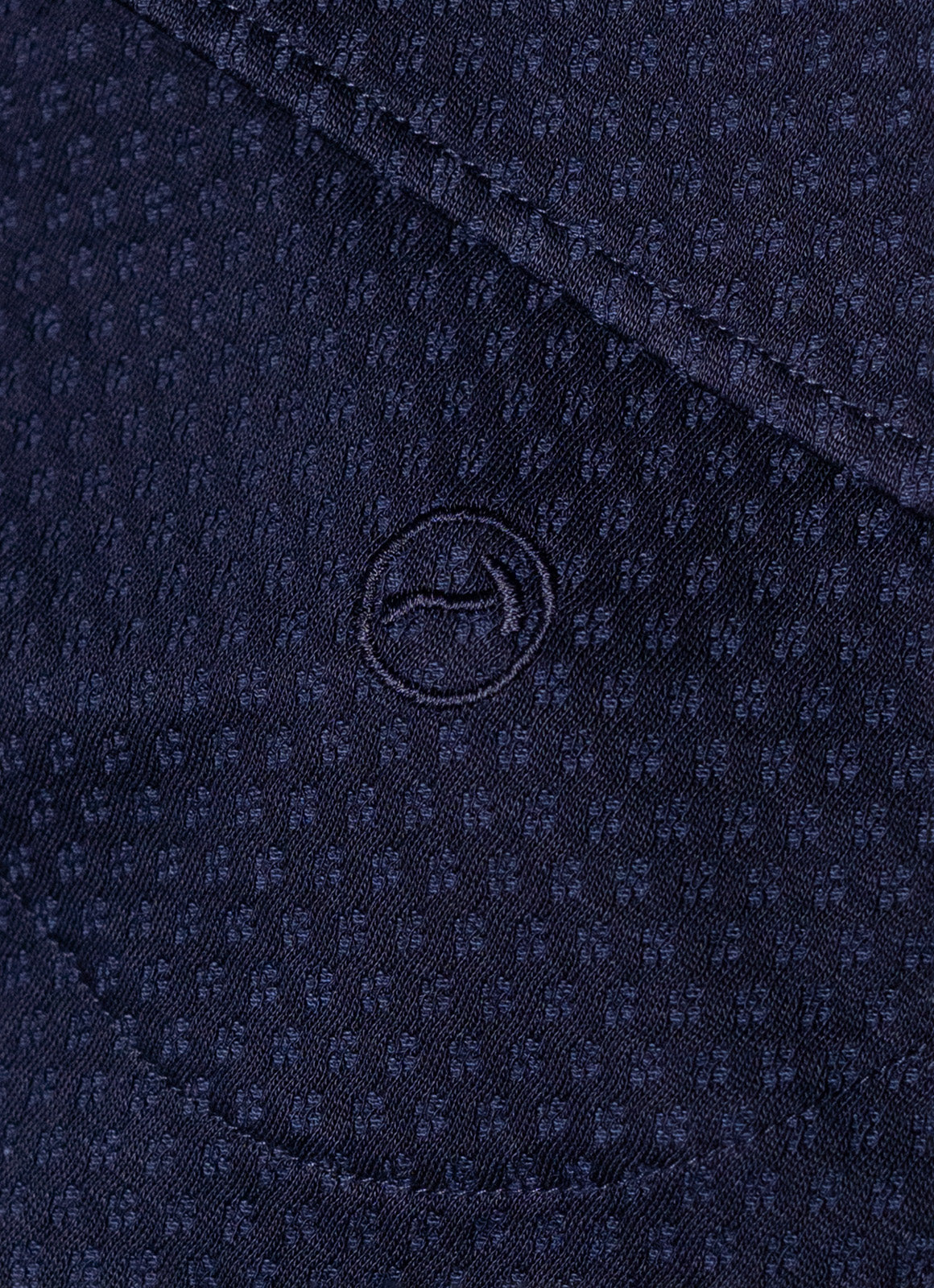 Long Sleeve Knit Polo in Navy — Micro Texture Pattern, Organic Cotton-Lyocell Blend