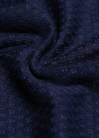 Long Sleeve Knit Polo in Navy — Micro Texture Pattern, Organic Cotton-Lyocell Blend