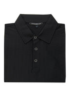 Short Sleeve Stretch Polo — Soft Textured Fabric, Metal-Rimmed Buttons, All-Day Comfort