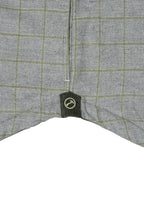 Grey & Green Plaid Sherpa-Lined Flannel Jacket — Double Chest Pockets, Lightweight Warmth