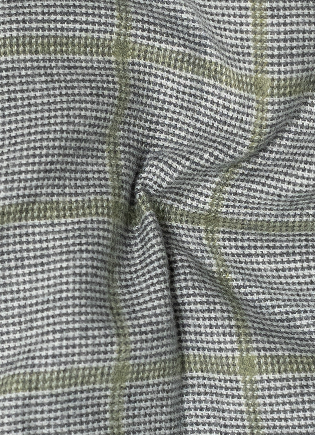 Grey & Green Plaid Sherpa-Lined Flannel Jacket — Double Chest Pockets, Lightweight Warmth