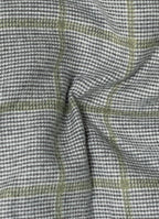 Grey & Green Plaid Sherpa-Lined Flannel Jacket — Double Chest Pockets, Lightweight Warmth