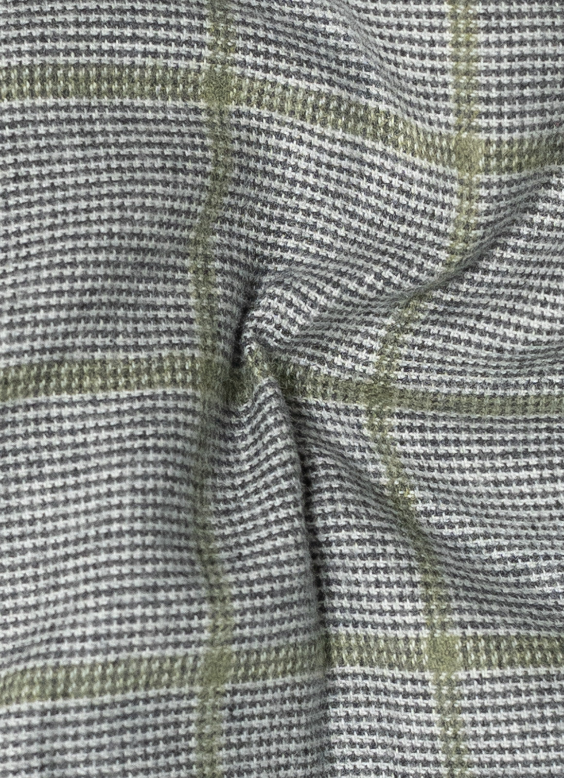 Grey & Green Plaid Sherpa-Lined Flannel Jacket — Double Chest Pockets, Lightweight Warmth