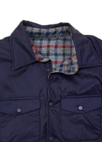 Reversible Jacket — Knit Plaid Inner & Navy Outer Shell, Double Front Pockets, Polished Finish