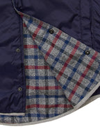 Reversible Jacket — Knit Plaid Inner & Navy Outer Shell, Double Front Pockets, Polished Finish
