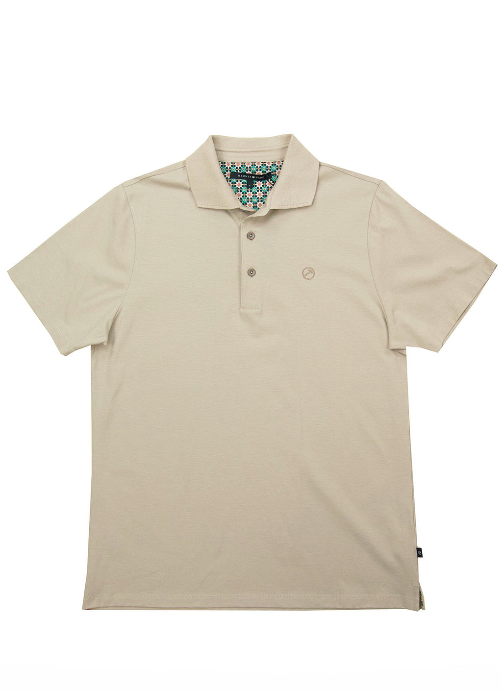 Short Sleeve Mercerized Cotton Polo — Tonal Embroidered Chest Detail, Contrast Taping