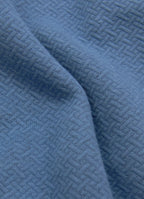 Full-Zip Heavyweight Woven-Texture Jacket — Slate Blue, Zip Pockets, Cotton-Polyester Blend