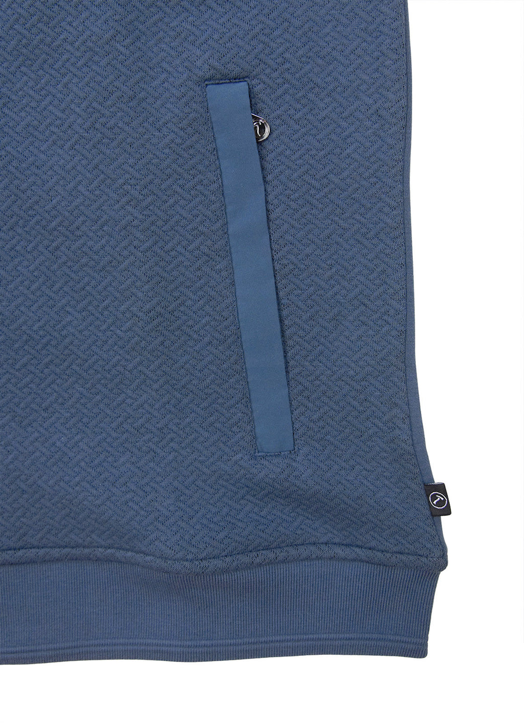 Full-Zip Heavyweight Woven-Texture Jacket — Slate Blue, Zip Pockets, Cotton-Polyester Blend