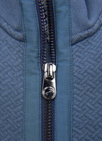 Full-Zip Heavyweight Woven-Texture Jacket — Slate Blue, Zip Pockets, Cotton-Polyester Blend