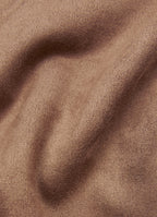 Double-Breasted Vegan Suede Jacket — Paisley Satin Lining, Buttery Soft Brown Shell