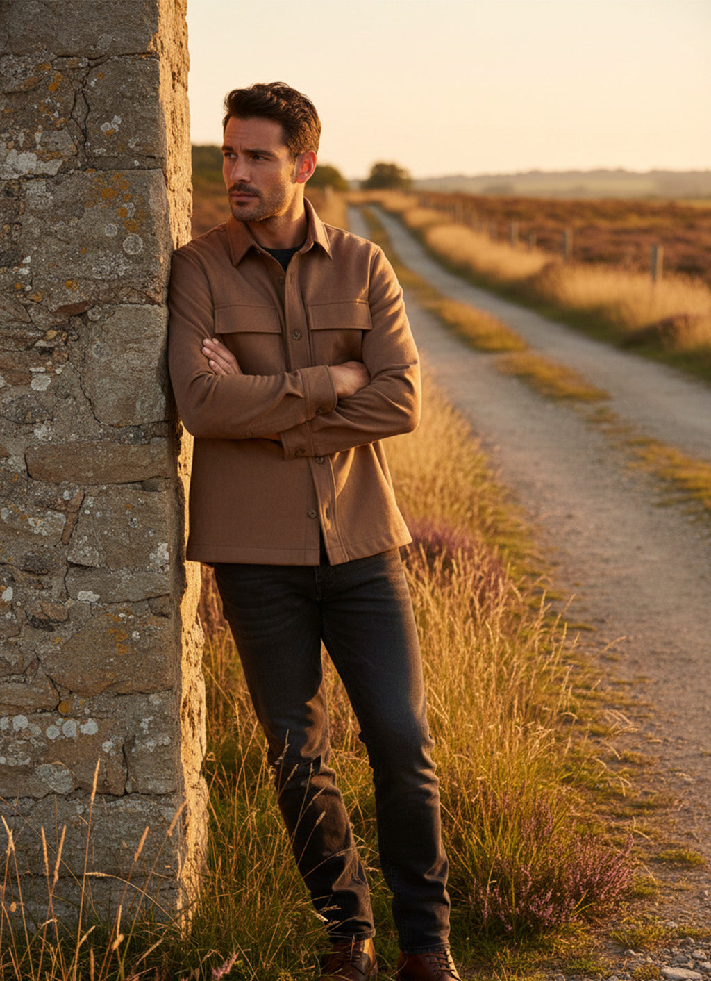Double-Breasted Vegan Suede Jacket — Paisley Satin Lining, Buttery Soft Brown Shell