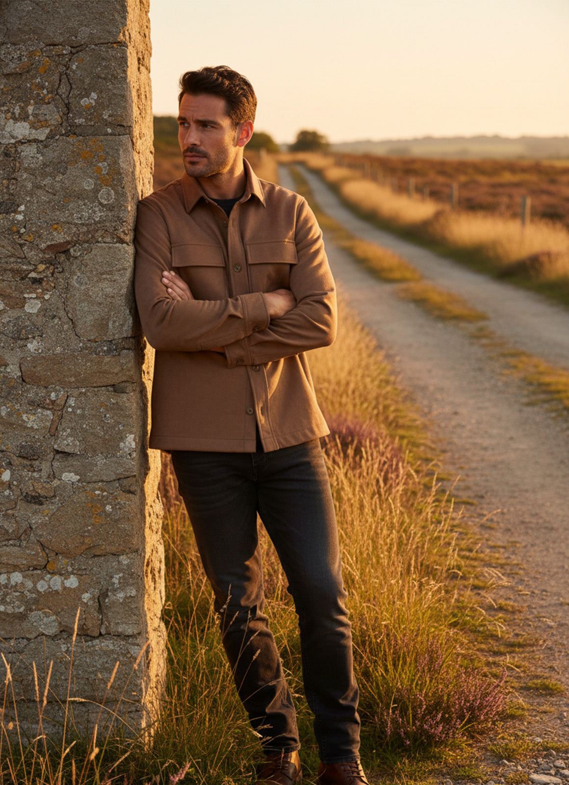 Double-Breasted Vegan Suede Jacket — Paisley Satin Lining, Buttery Soft Brown Shell