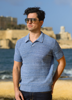 Split Neck Knit Polo — Viscose-Nylon Blend, Refined Neckline, Versatile Smart-Casual Style