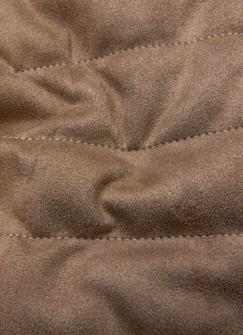 Khaki Vegan Suede Vest — European Craftsmanship, Contrasting Interior Lining, Metal Zip Pull