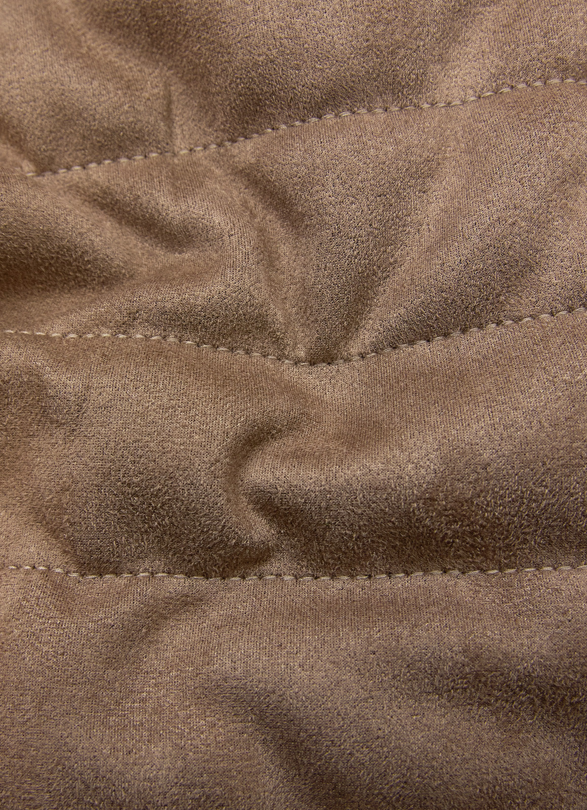 Khaki Vegan Suede Vest — European Craftsmanship, Contrasting Interior Lining, Metal Zip Pull