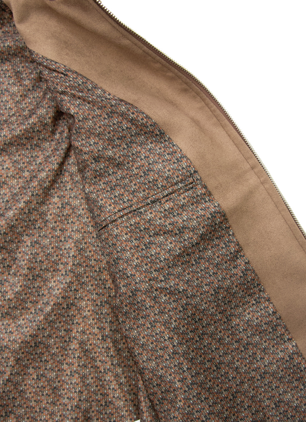 Khaki Vegan Suede Vest — European Craftsmanship, Contrasting Interior Lining, Metal Zip Pull