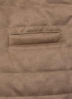 Khaki Vegan Suede Vest — European Craftsmanship, Contrasting Interior Lining, Metal Zip Pull