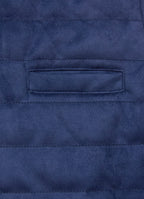 Navy Vegan Suede Vest — European Craftsmanship, Contrasting Interior Lining, Metal Zip Pull
