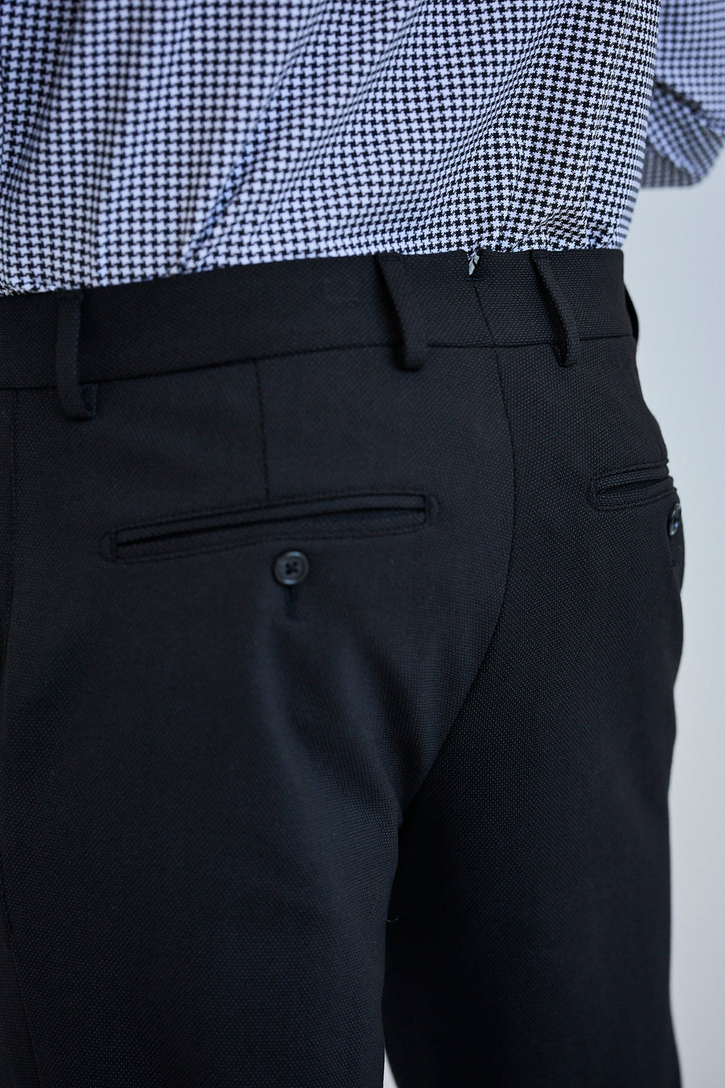 European Stretch Dress Pant — Subtle Stripe, Tailored Silhouette, All-Day Flexibility