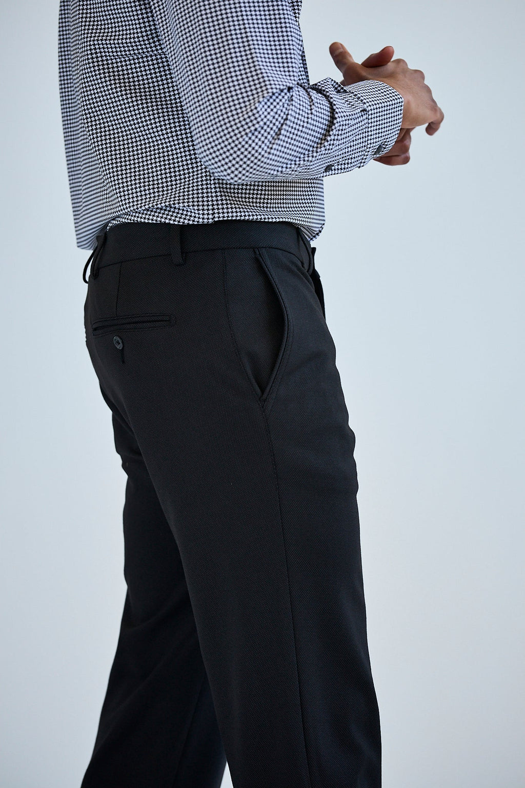 European Stretch Dress Pant — Subtle Stripe, Tailored Silhouette, All-Day Flexibility