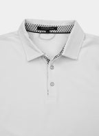 Pebble Jacquard Stretch Polo — Metal-Rimmed Buttons, Tonal Inner Yoke, Bungee Locker Loop