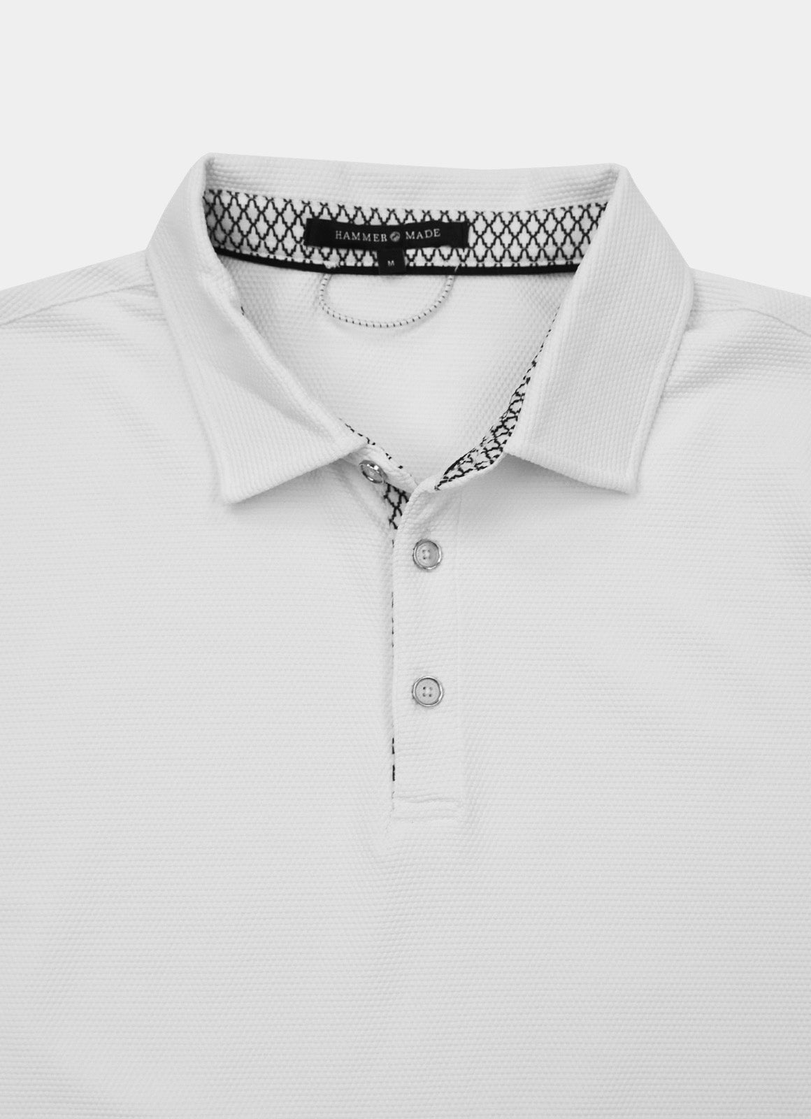 Pebble Jacquard Stretch Polo — Metal-Rimmed Buttons, Tonal Inner Yoke, Bungee Locker Loop
