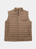 Khaki Vegan Suede Vest — European Craftsmanship, Contrasting Interior Lining, Metal Zip Pull