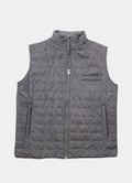 Grey Vegan Suede Vest — European Craftsmanship, Contrasting Interior Lining, Metal Zip Pull