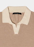 Split Neck Knit Polo — Two-Toned Sweater Knit, Collared Design, 100% Cotton