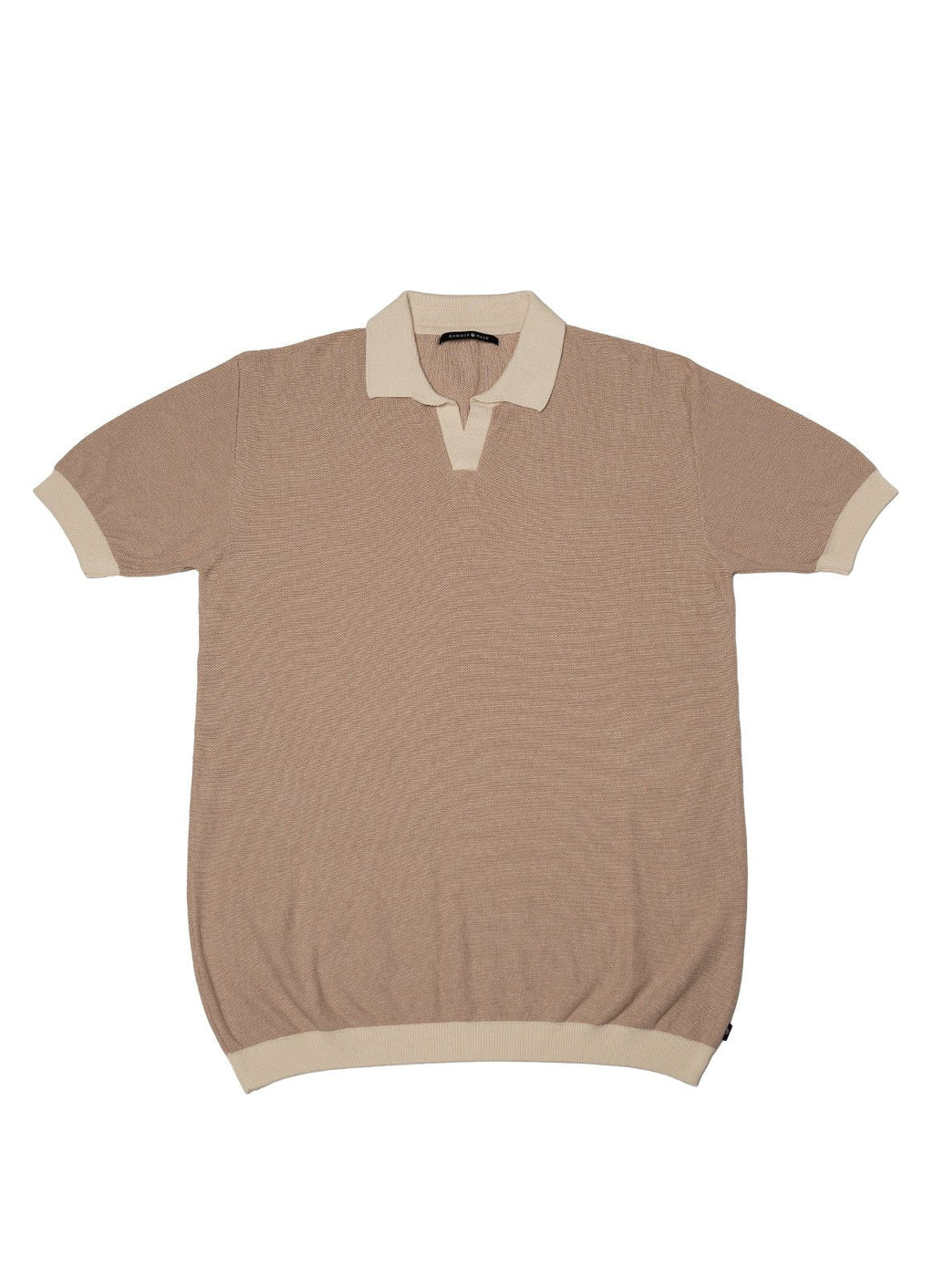 Split Neck Knit Polo — Two-Toned Sweater Knit, Collared Design, 100% Cotton