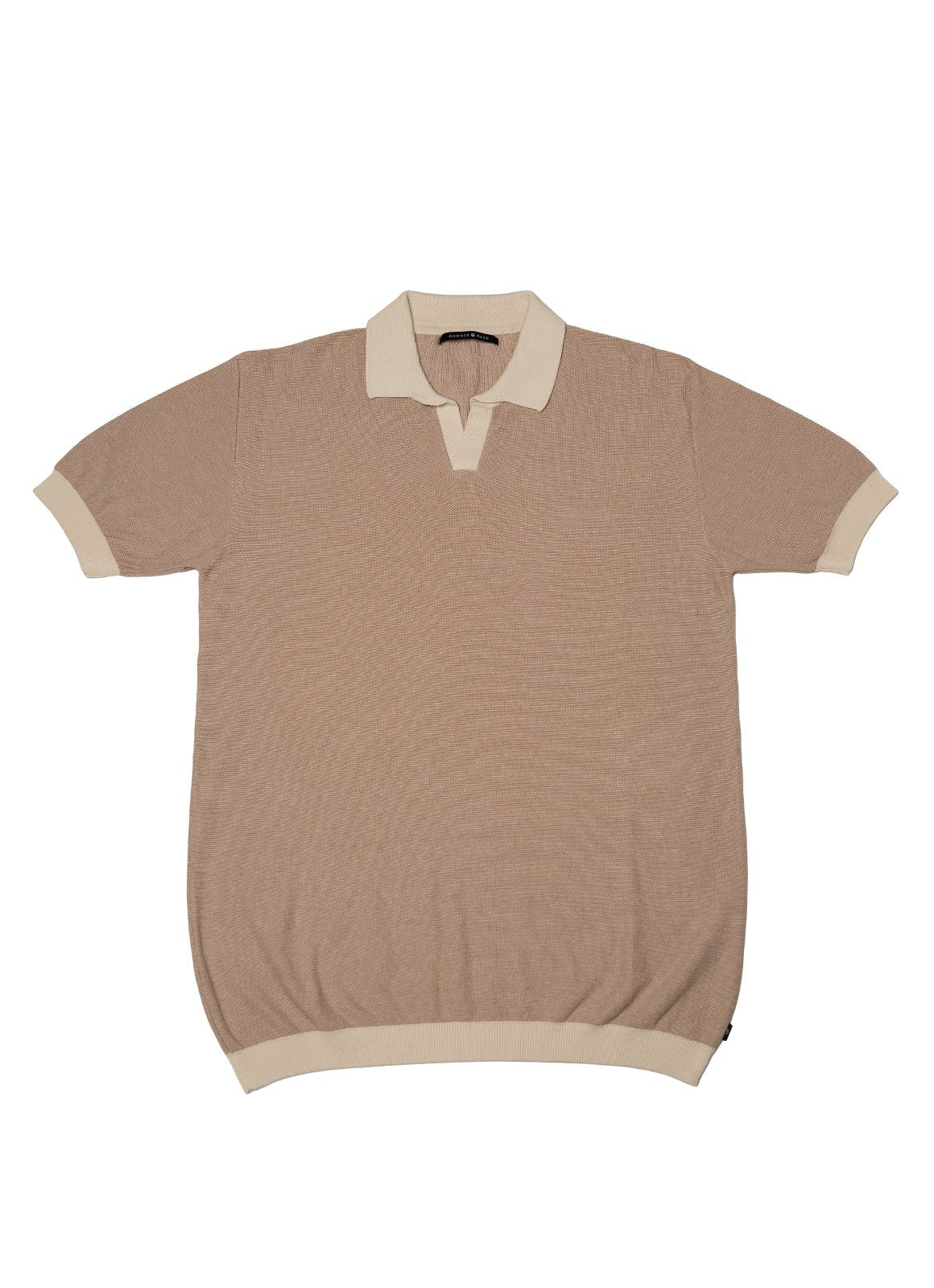 Split Neck Knit Polo — Two-Toned Sweater Knit, Collared Design, 100% Cotton