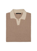 Split Neck Knit Polo — Two-Toned Sweater Knit, Collared Design, 100% Cotton