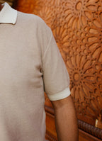 Split Neck Knit Polo — Two-Toned Sweater Knit, Collared Design, 100% Cotton